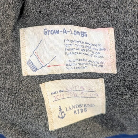 Boy's 5-6 Land's End Winter Coat with Zipper Pockets & Velcro Sleeves Blue Black - Picture 6 of 8